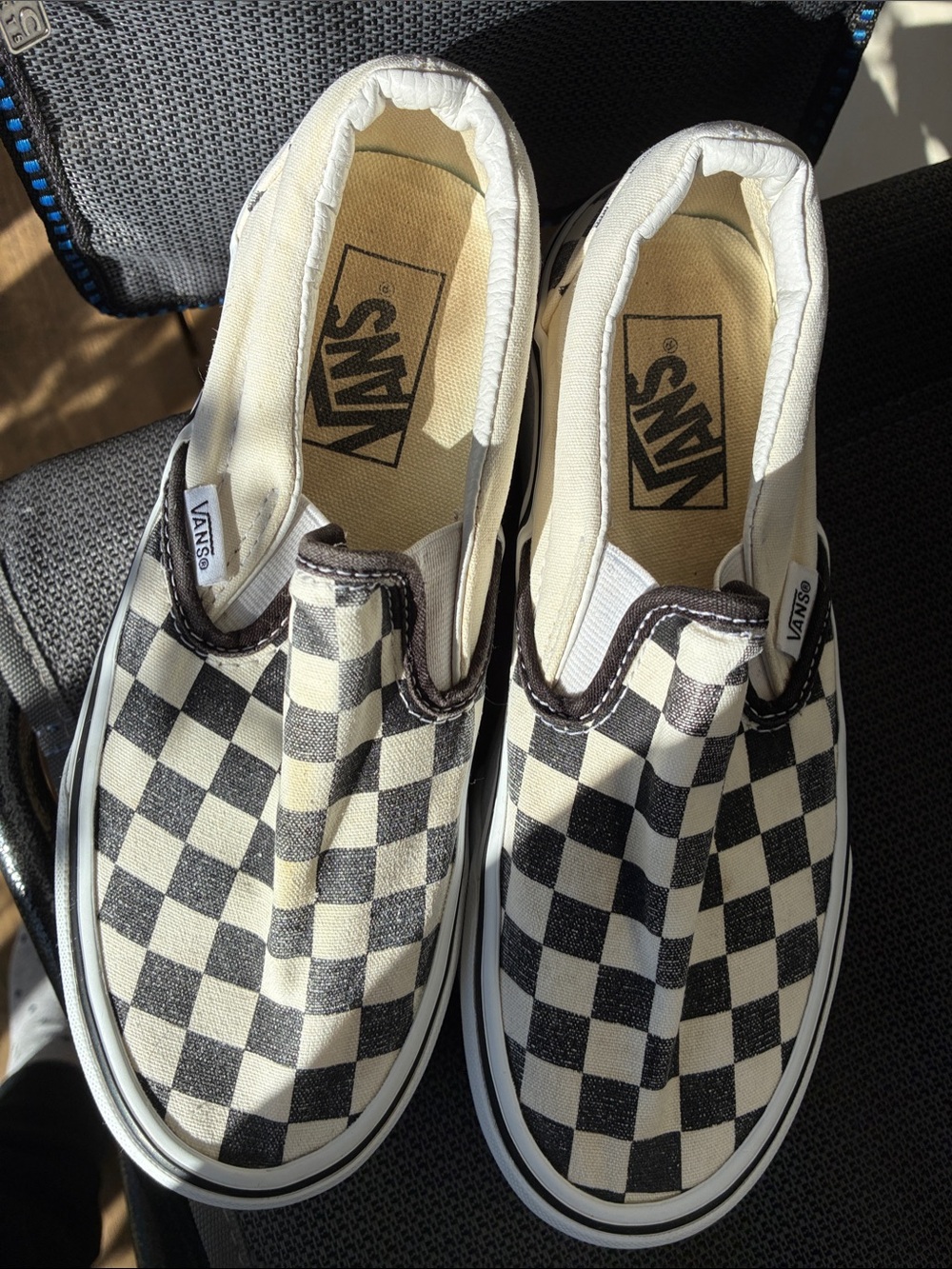 Vans Classic Checkerboard Slip-On Sneakers - Black & Cream